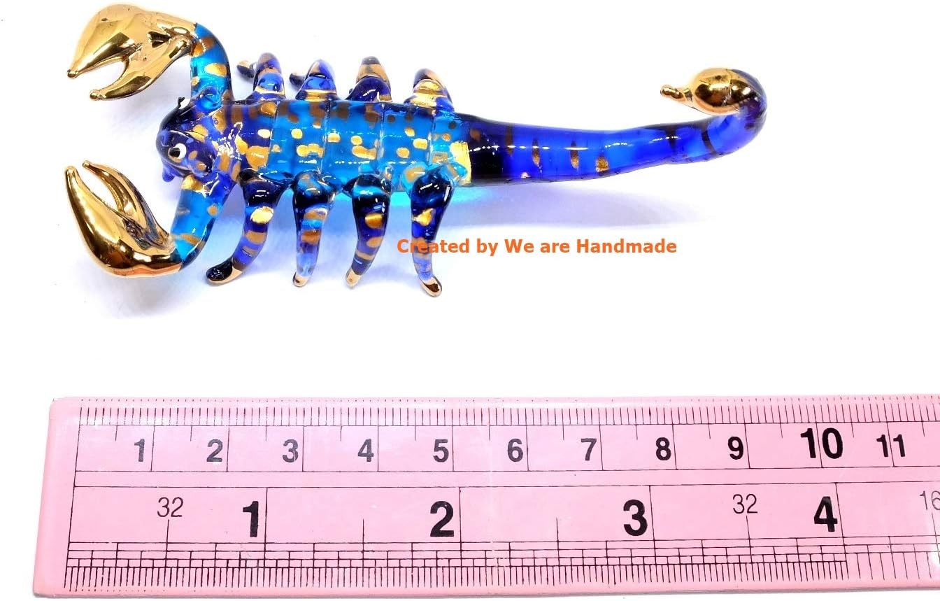 Handmade Set 2 Mini 3" Scorpion Figures Blown Glass Art/Insect Collectible Figurines/Fantasy Miniature Animals/Ornament Cool Stuff Decor