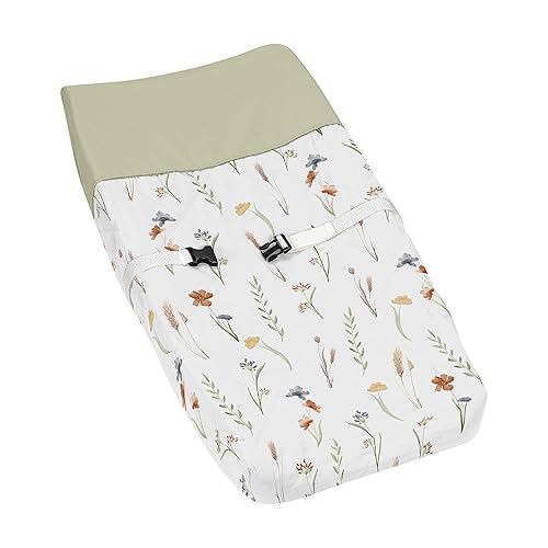 Sweet Jojo Designs Funda para cambiador de pañales para bebé con diseño floral bohemio y floral, para cambiador de pañales, color verde salvia,