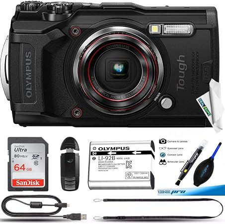 olympus tough tg 6 waterproof camera black 64gb basic bundle
