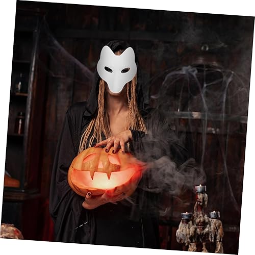 Miniatura 4 de NOLITOY Máscara de zorro DIY Máscara blanca en blanco Máscara japonesa Kabuki para Halloween Prop