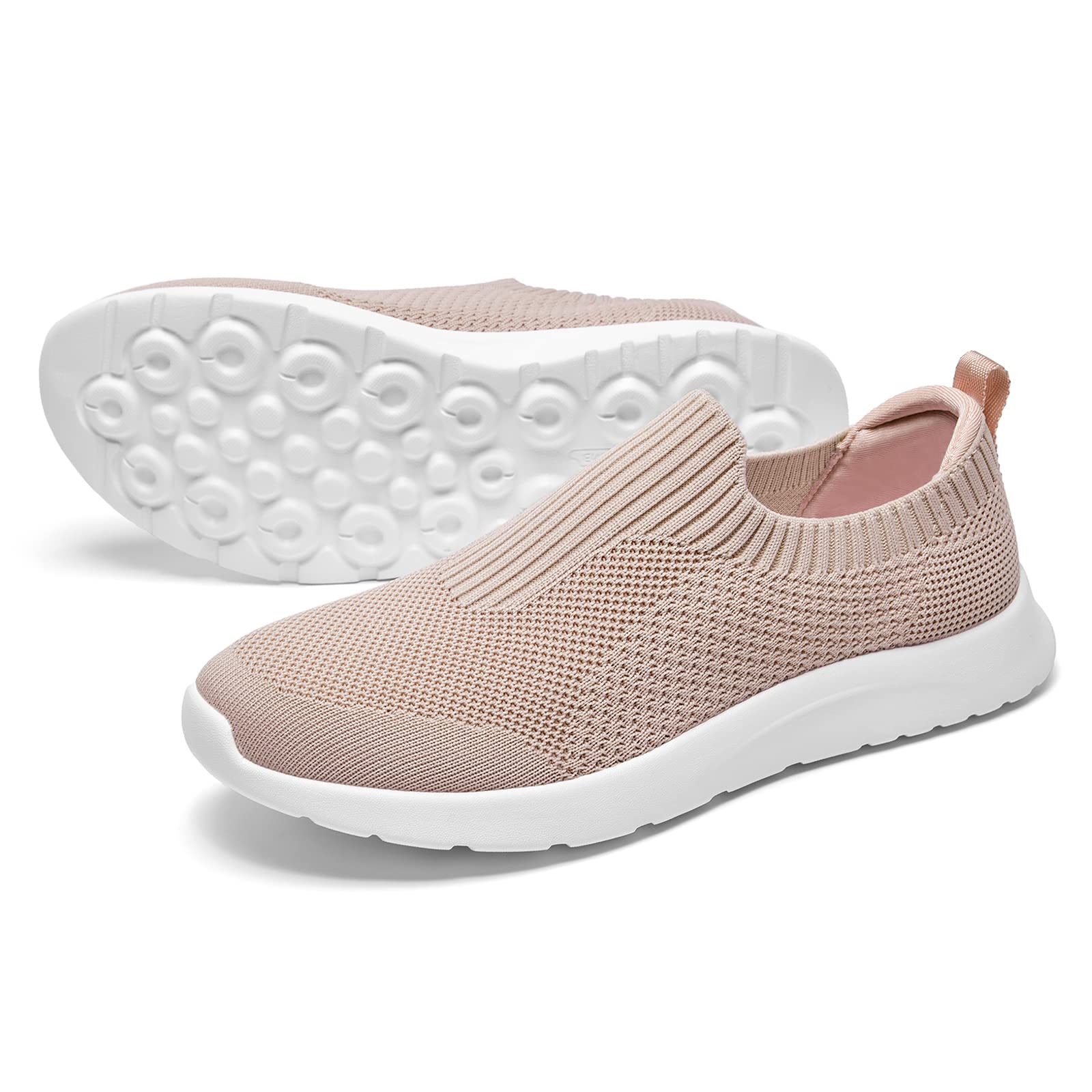 zefaniWomens Walking Shoes Slip On Mesh Sneakers Breathable Running Shose Lightweight Tennis Shoes Comfortable Casual Shoes for Gym Travel Work Light Pink 10 M US