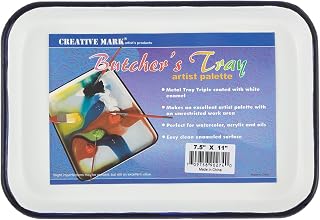 Creative Mark Butcher Tray Palette - 7.5 x 11 Inches - Triple Coated Enamel Tray Palette for Painting, Color Theory, Mixing, and More