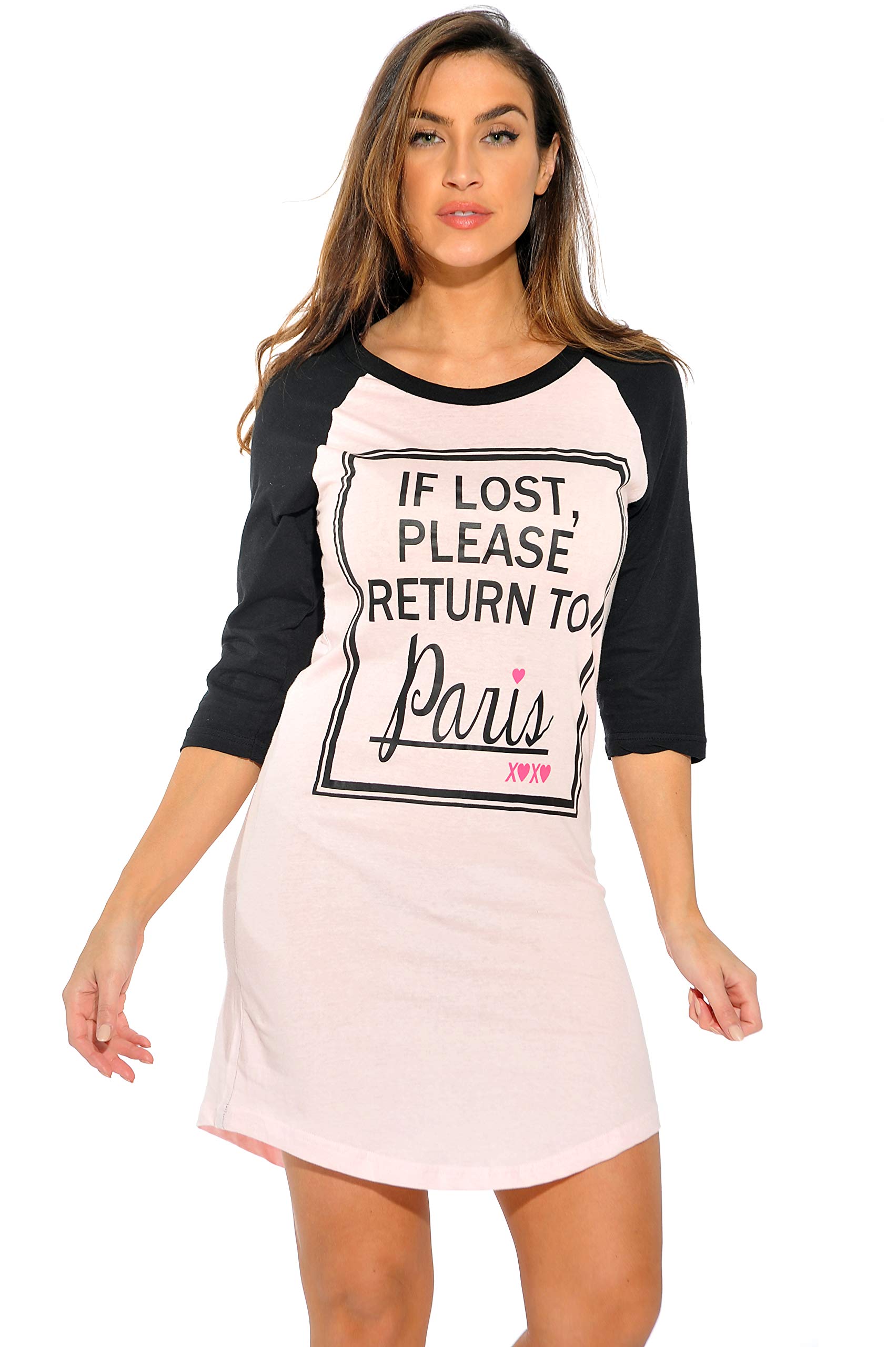 Just Love100% Cotton Sleep Dress for Women Baseball Sleeve Nightshirt