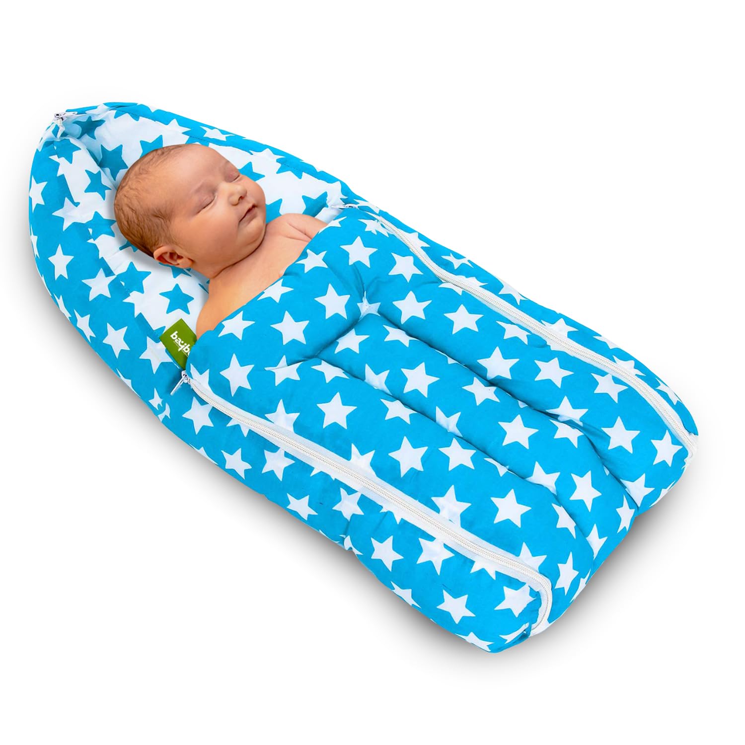 BAYBEE 3 in 1 Baby Sleeping Bag & Carry Nest | Cotton Baby Bedding Set for New Born & Infants | Portable, Travel Friendly Bassinet Nest & Sleeping Bed for New Born 0-6 Months Boy Girl (Blue)
