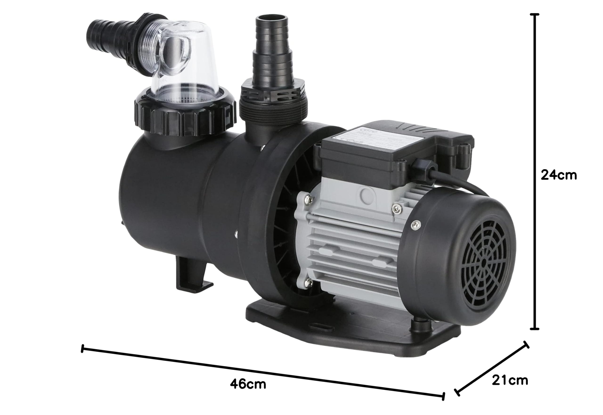 Gre PP076 - Bomba para filtro de piscina, 550 W, 9.5 m3/h - Negro, 46 x 21 x 24 cm
