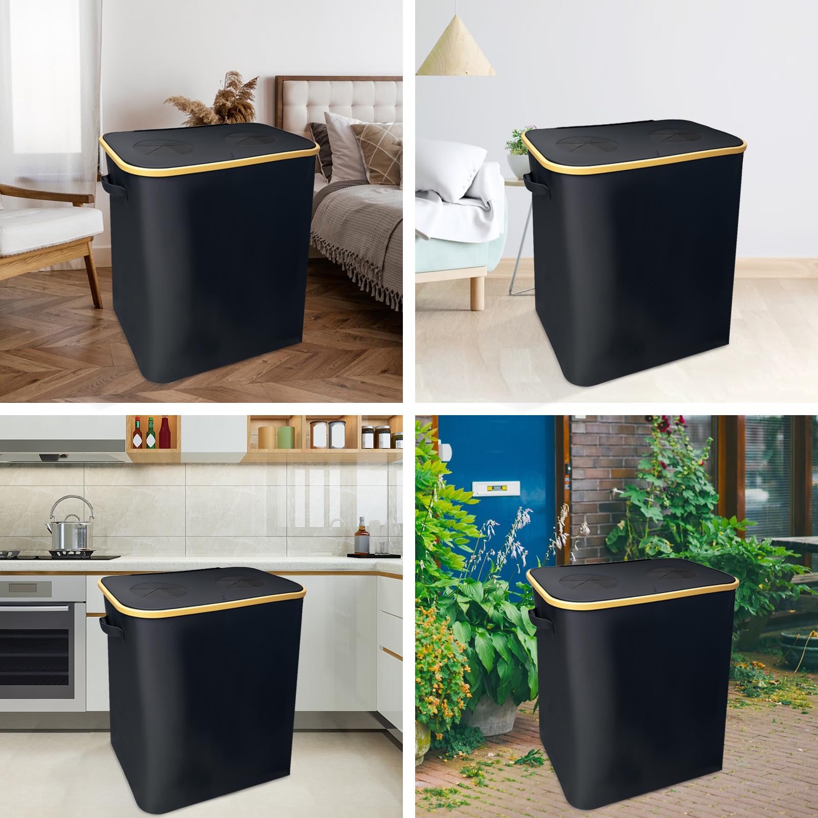 Poubelle Cuisine 140l,Poubelle Tri Selectif 2 Bac Poubelle Recyclage Poubelle Verre Poubelle Tri Selectif Sac Tri Selectif Conteneur De Collecte De Bouteilles Réutilisables(2 sac, 2trou