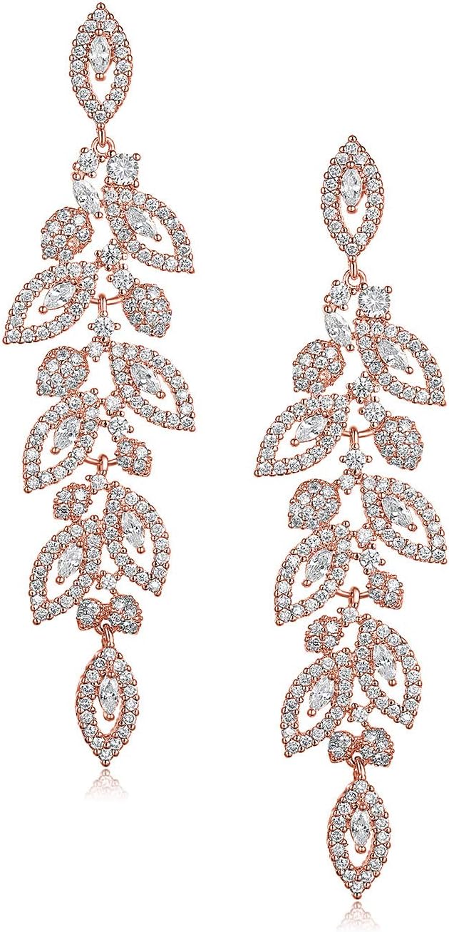 Wedding Bridal Chandelier Earrings, Crystal Rhinestone Drop Dangle Earrings for Women Brides