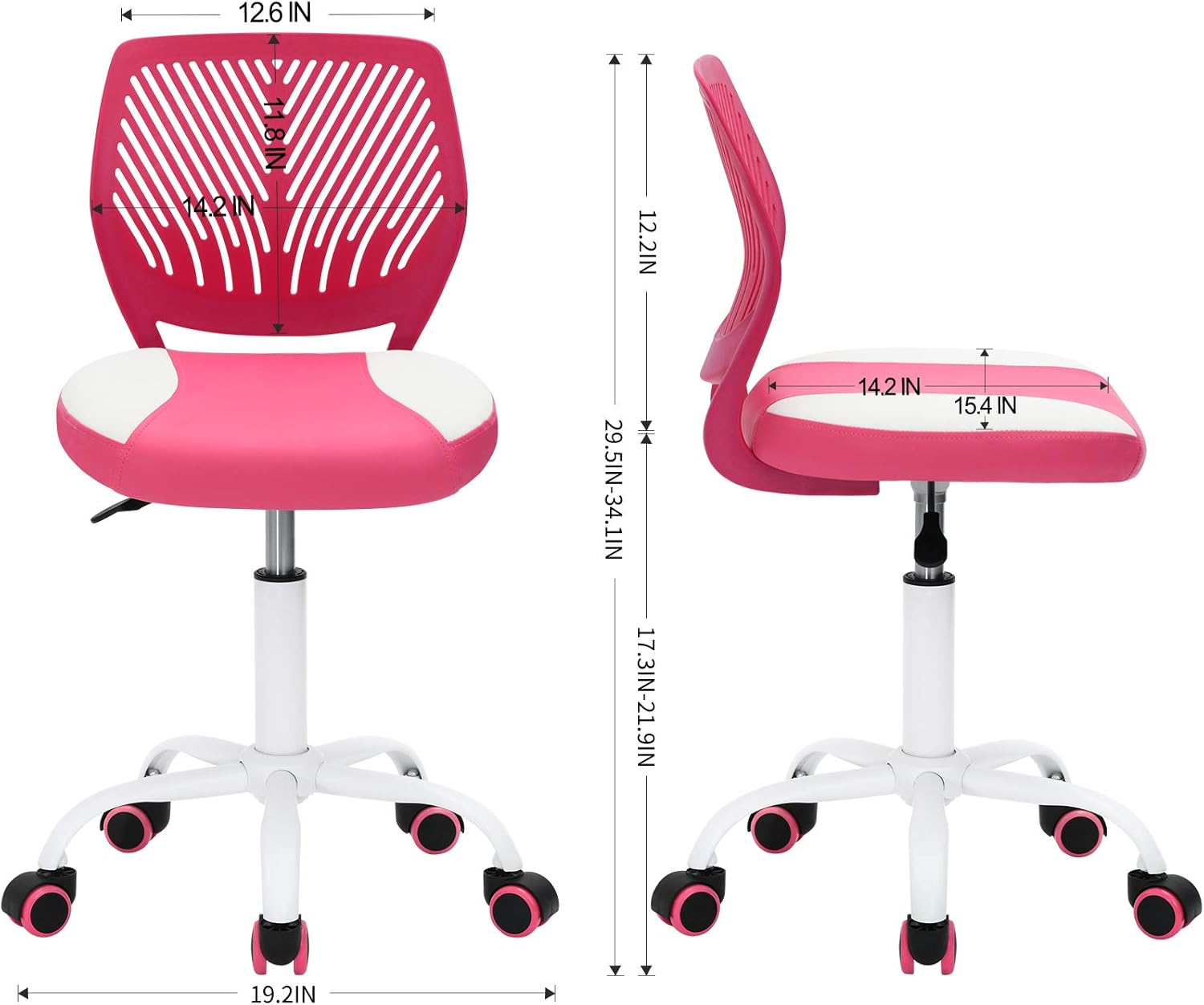 40% оƒƒ Dіѕсоunt GreenForest Kids Desk Chair Pu Teens Rolling Chair Adjustable Height Computer Chair for Children Students Easy Clean Armless 360° Swivel Task Chair for Bedroom School,Pink and White
