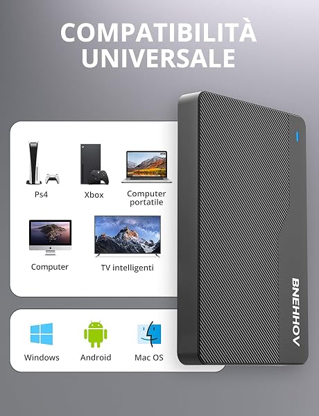 BNEHHOV Hard Disk Esterno, 500GB Ultra Sottile 2,5 Pollici Portatile USB 3.0 HDD Plug and Play SATA Disco Rigido Storage Compatibile per PC,TV, Mac, Laptop, Windows, PS4, Xbox, Chromebook, Wii U - 4