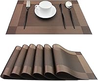 Vista 33 de PIGCHCY Juego de 6 manteles individuales en forma de cuña con centro de mesa, redondos, lavables, resistentes al calor (gris plateado)