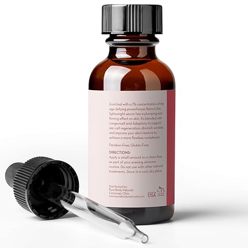 Miniatura 6 de Pure Body Naturals Suero facial de retinol, suero de retinol con hamamelis, aceite de mirto y ginseng, crema antiedad y corrector de manchas oscuras