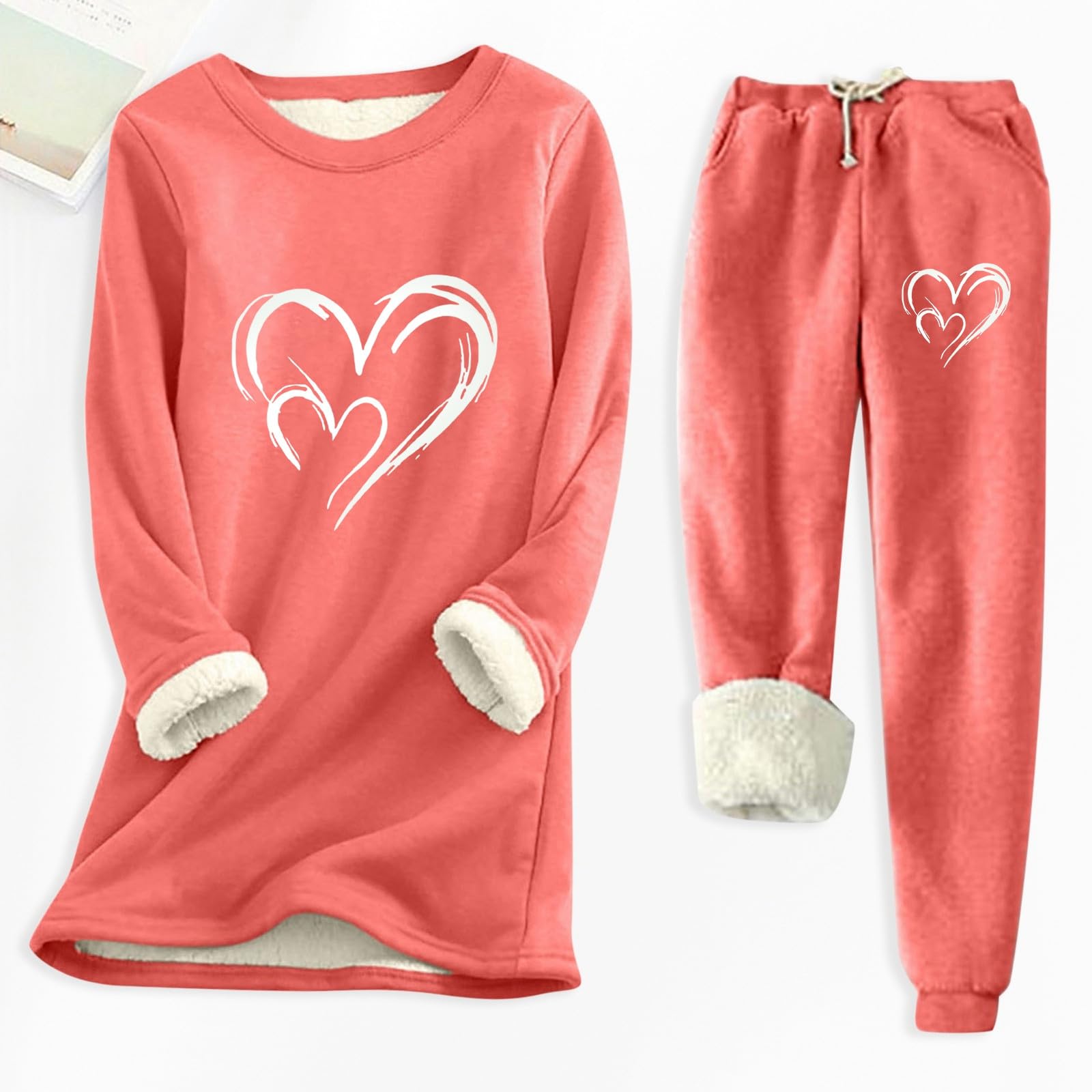 Jogginganzug Damen Nicki Jogginganzug Damen mit Fleecefutter, Aufdruck Unterteil für Komfort bei kaltem Wetter Leggins Dunkelblau
