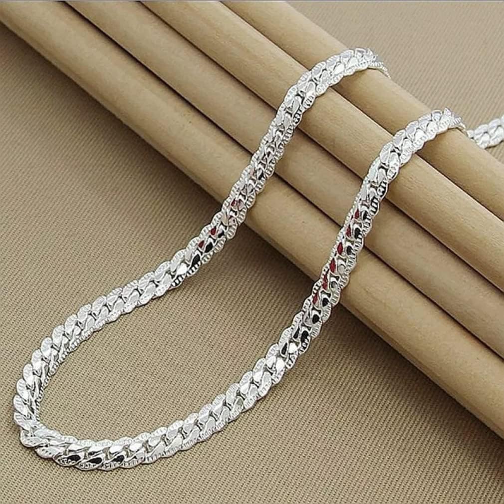Silver S925 5mm Full Sideways Necklace 18/20/24/26 Inch Chain For Woman Men Wedding Engagement Jewelry