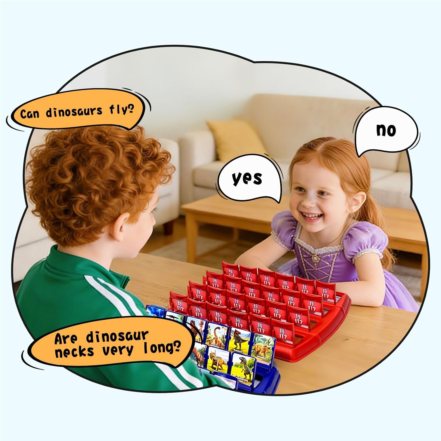 Guessing Board Game for Kids & Adults, Who is It, Dinosaur Animals for 2 Players, Fun Puzzle Game for Travel, Parties & Game Night - Image 3