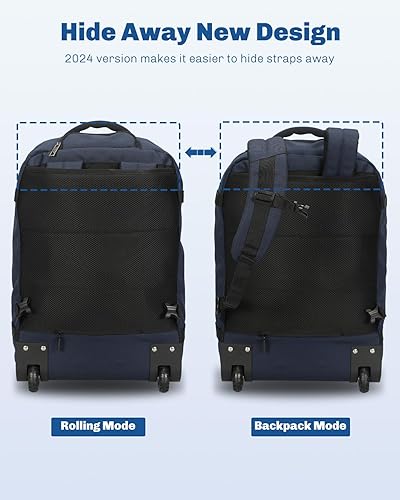 Miniatura 9 de Hynes Eagle Mochila con ruedas de 42L Mochila con ruedas Mochila de viaje aprobada por vuelo Mochila de viaje para llevar en el equipaje Mochila