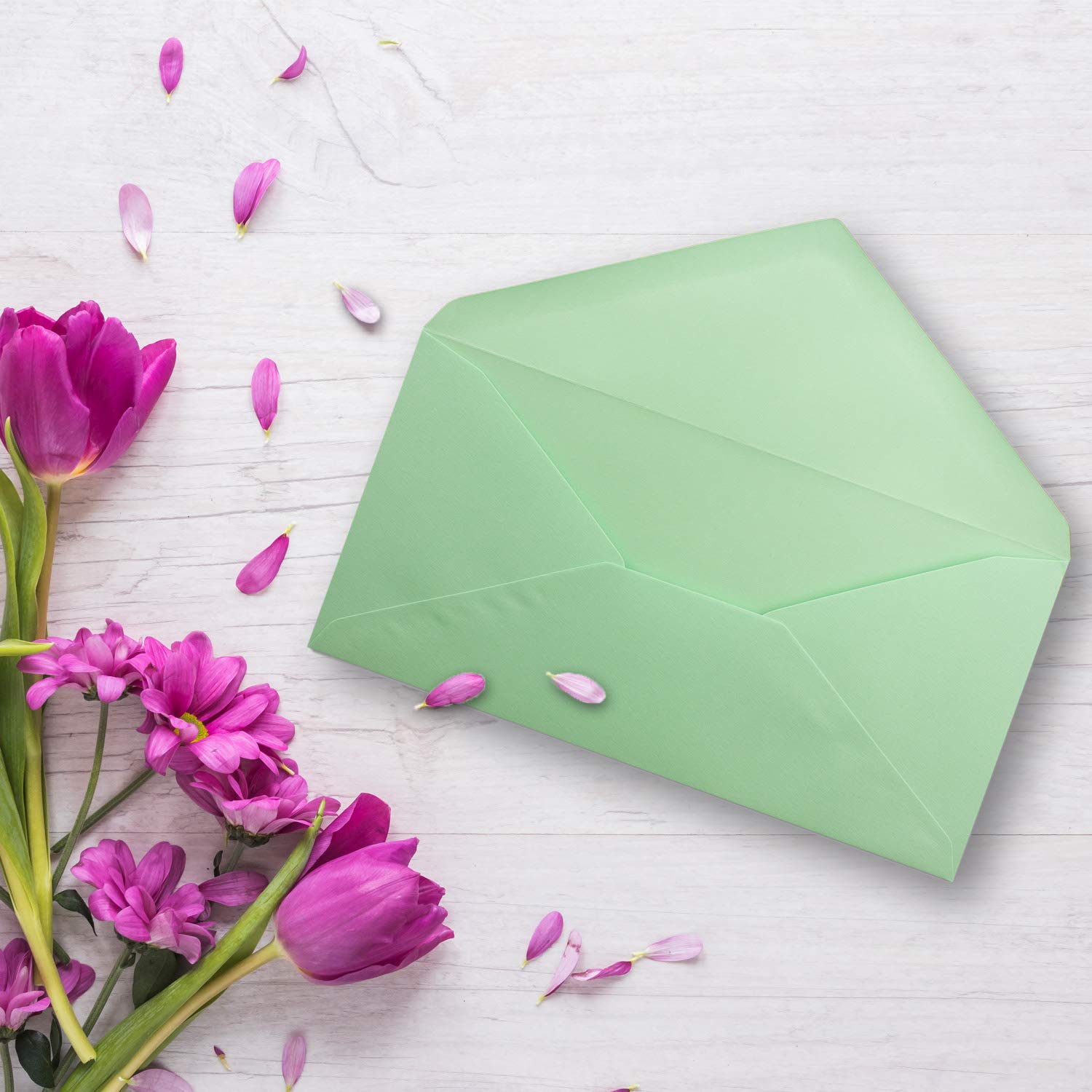 FarbenFroh by GUSTAV NEUSER 50 envelopes mint green DIN long, 110 x 220 mm (11 x 22 cm), wet-glued without window - Image 2