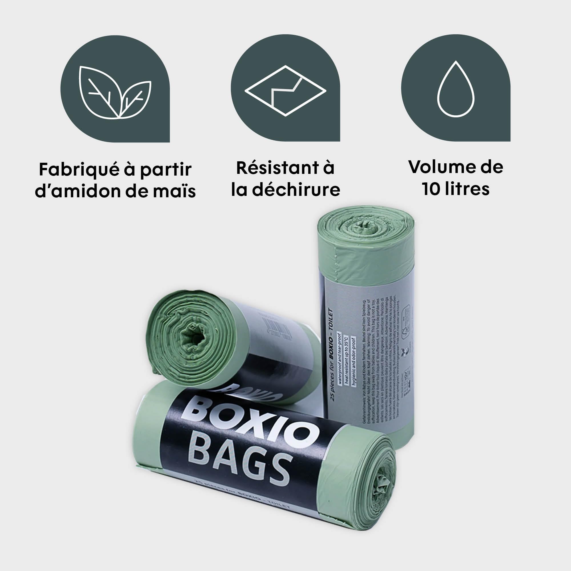 BOXIO - Refill Pack : 2X litière Chanvre, 3X Sacs Bio 10L – Accessoires pour Toilettes sèches, Compost ou séparation, sciure, Sacs Bio. Idéal pour Le Camping, Jardin ou en Voyage.