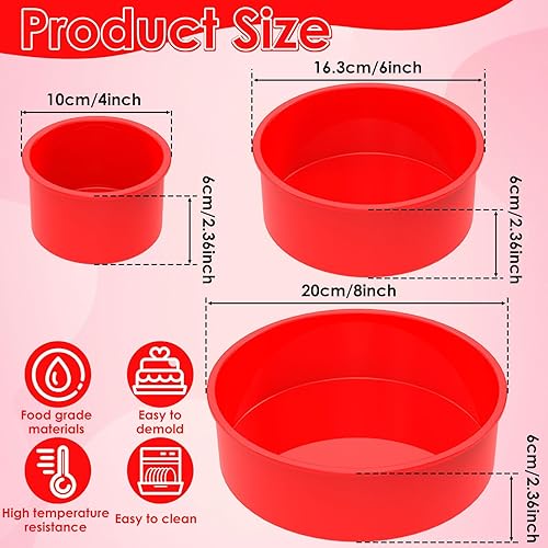Miniatura 2 de 3 moldes redondos de silicona para tartas, moldes de silicona antiadherentes, molde redondo de silicona de grado alimenticio, latas de silicona