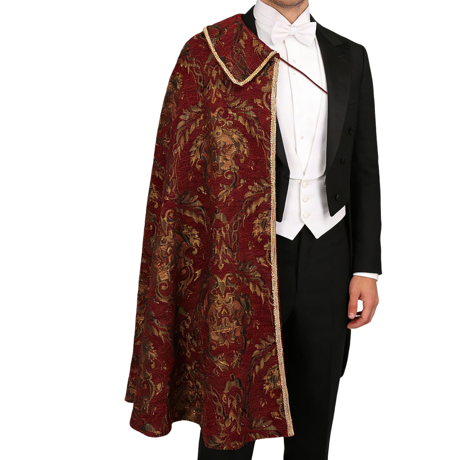 Cape médiévale pour homme | Châle demi-épaule avec motif brocart | Cape pour homme, pour performance théâtrale, Halloween, festival, cosplay, jeu de rôle