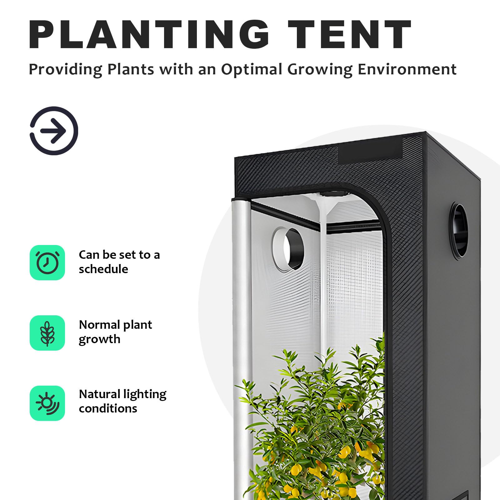 Kit completo de tienda de cultivo para interiores con doble puerta de visualización y tela altamente reflectante