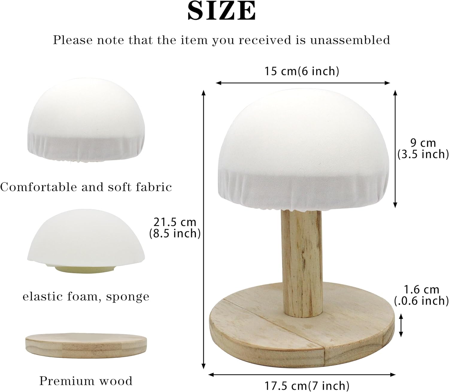 Bra Ironing Board Wooden Mini Iron Padded for Bras Sleeve Collars Cuffs Hats Pillow Board Stool with Round Base Mushroom Shape for Small Table Clothing Sewing Lover