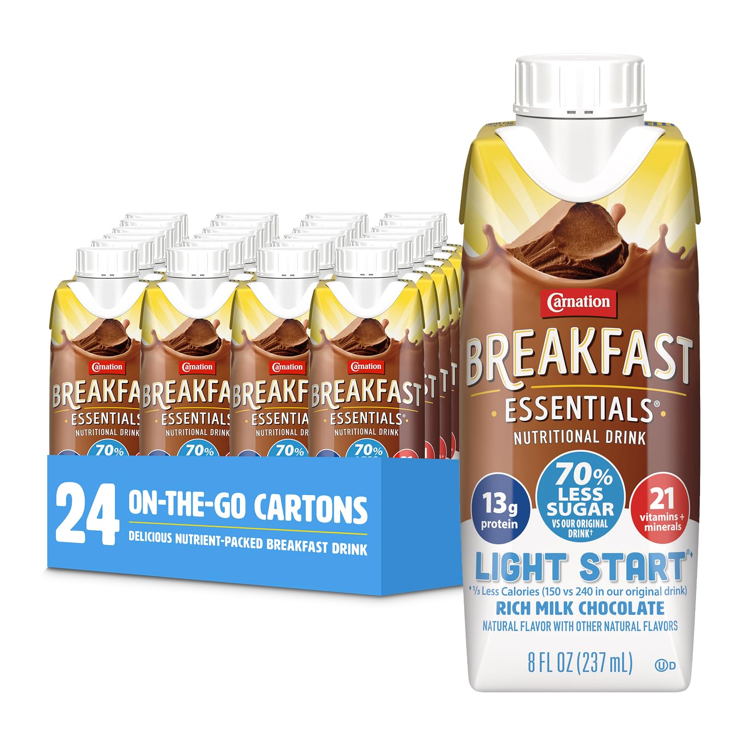 Light Start Ready-to-Drink Rich Milk Chocolate, 8 Fl Oz Carton (Pack of 24) (Packaging May Vary)