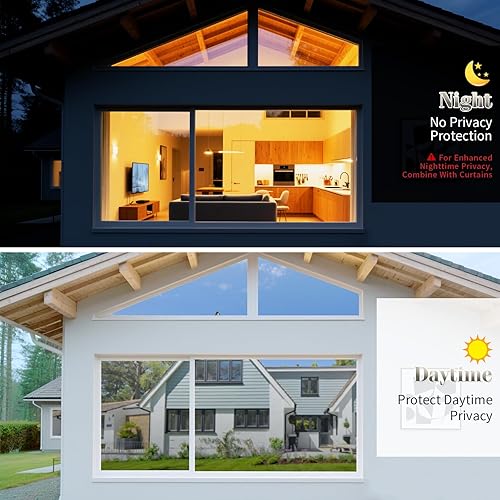 Miniatura 5 de Filmgoo - Lámina para ventanas, tratamiento de tinte de espejo para privacidad diurna unidireccional, vinilo de control de calor y rayos UV, bloqueo