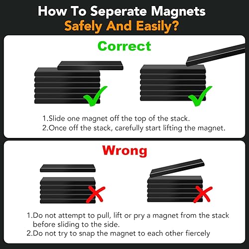 Miniatura 5 de DIYMAG Paquete de 4 imanes de neodimio fuertes, imanes de neodimio negros potentes de tierras raras, imanes de neodimio de metal resistente con