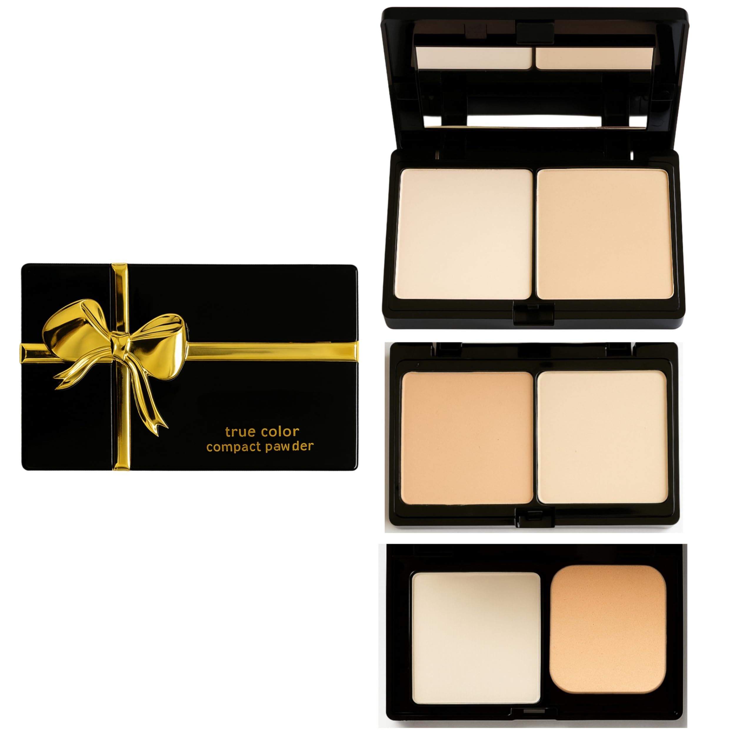 Bajajbeautyshop 5-in-1 Compact Powder Palette with Sponge Applicator | 3 Layer Concealer, Contour & Face Powder Combo | Lightweight, Soft Matte Formula for All Skin Types & Indian Skin Tones