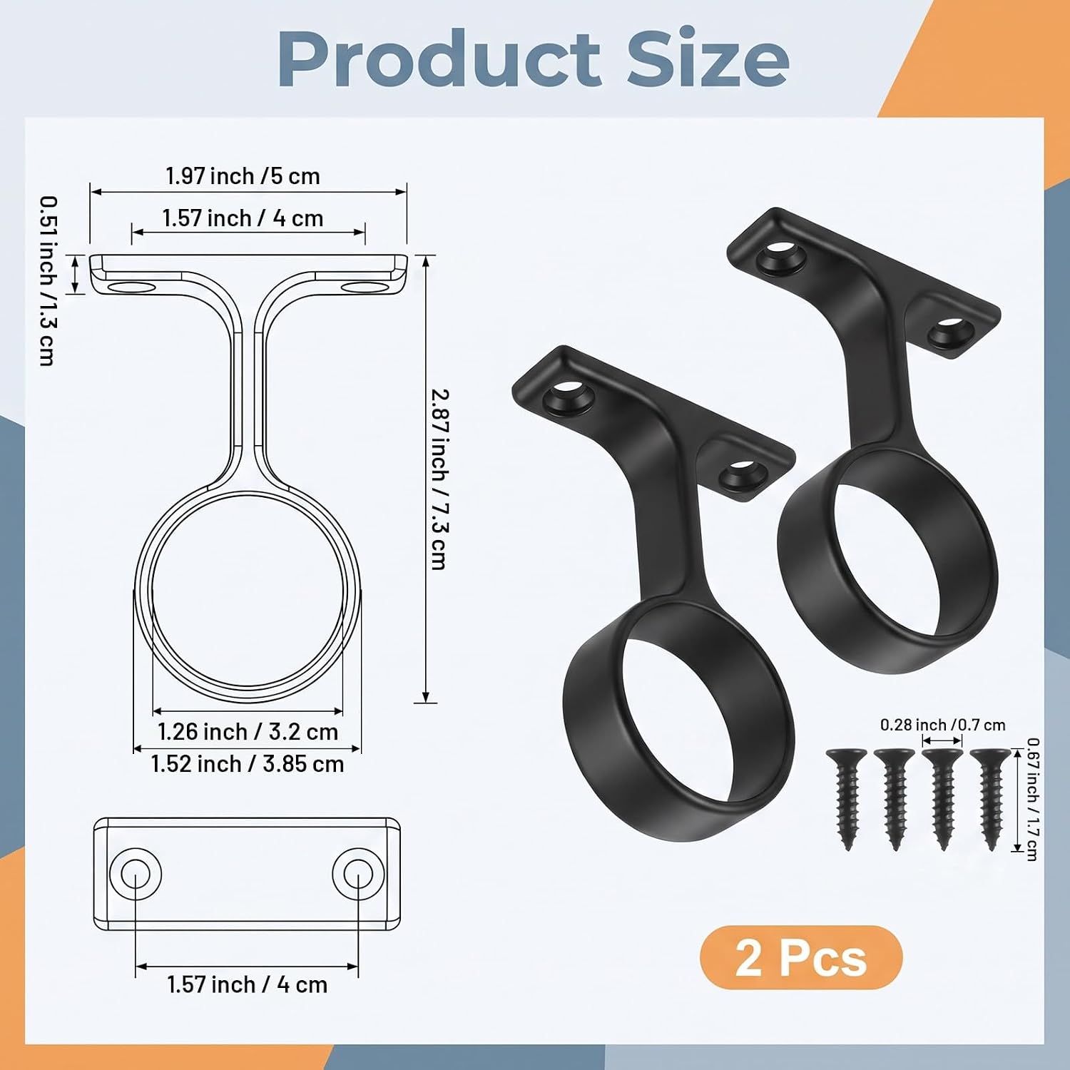2 Pack 1 5/16 in Diameter Round Closet Rod Bracket Center Support