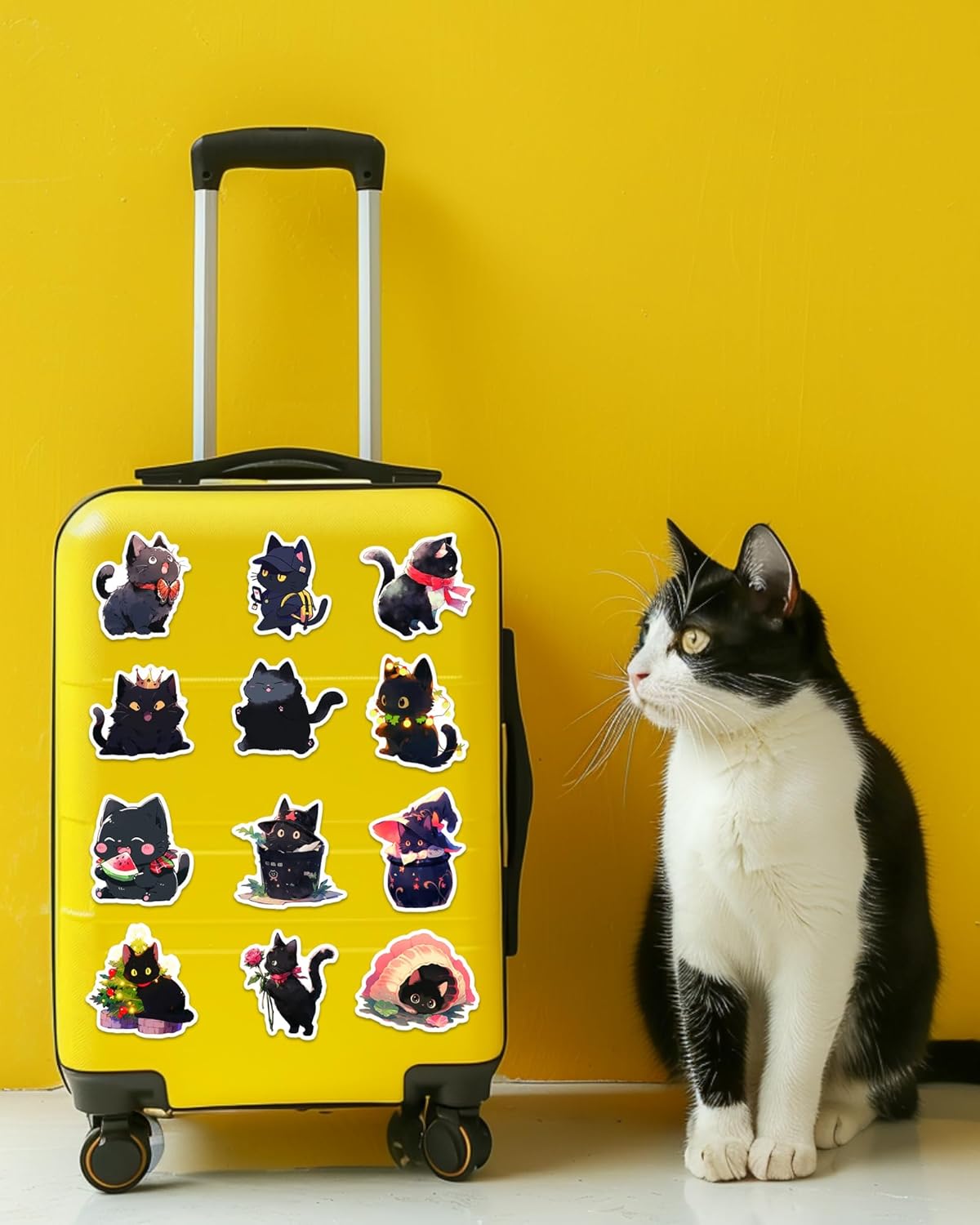 100 PCS Cute Cat Black Cat Stickers, Kawaii Stickers Waterproof Vinyl Cute Sticker for Laptop Guitar Water Bottle Luggage Bike Scrapbooking Skateboard Fashion Decals Gift for Kids Teen Girls Adults