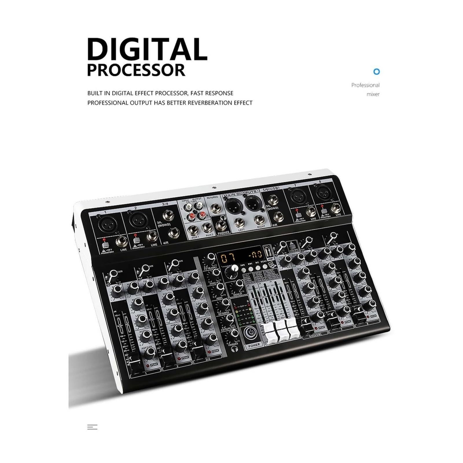 Mixer audio, Mixer audio con effetti for principianti professionisti Ingresso stereo a 4 canali Streaming live a 8(4 Channle)