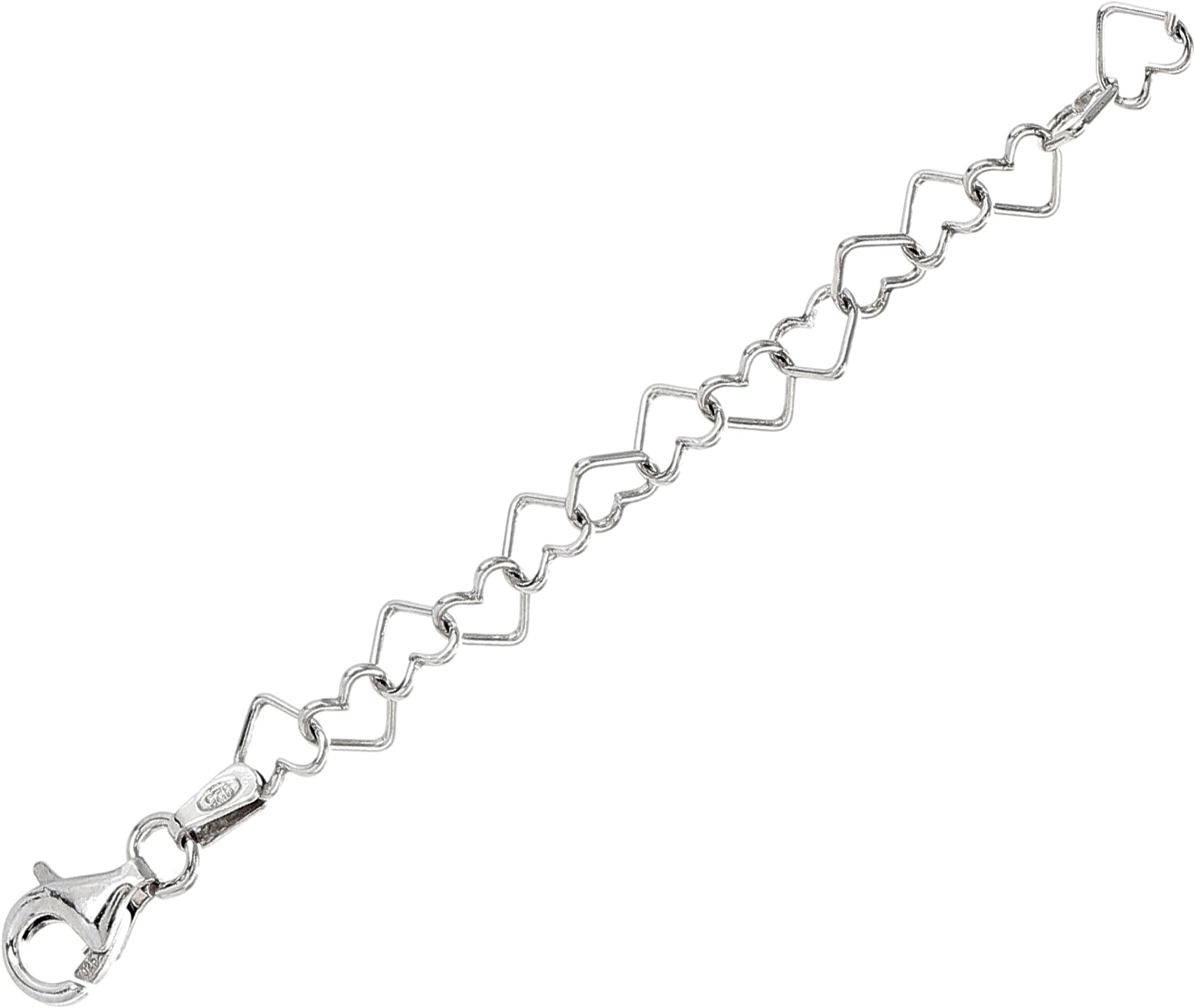 Carolina Meyer® 7cm 2.5inch Approx Handmade Heart Drop sterling silver extension chain with lobster clip, charms bracelet extender