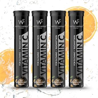 Vitamin C Effervescent 1000mg Immune Boost, Antioxidant Support, Sugar-Free, Fast-Acting Tablets, Refreshing for Healthy Skin, Hair & Nails Orange Flavor 20 Count (4)