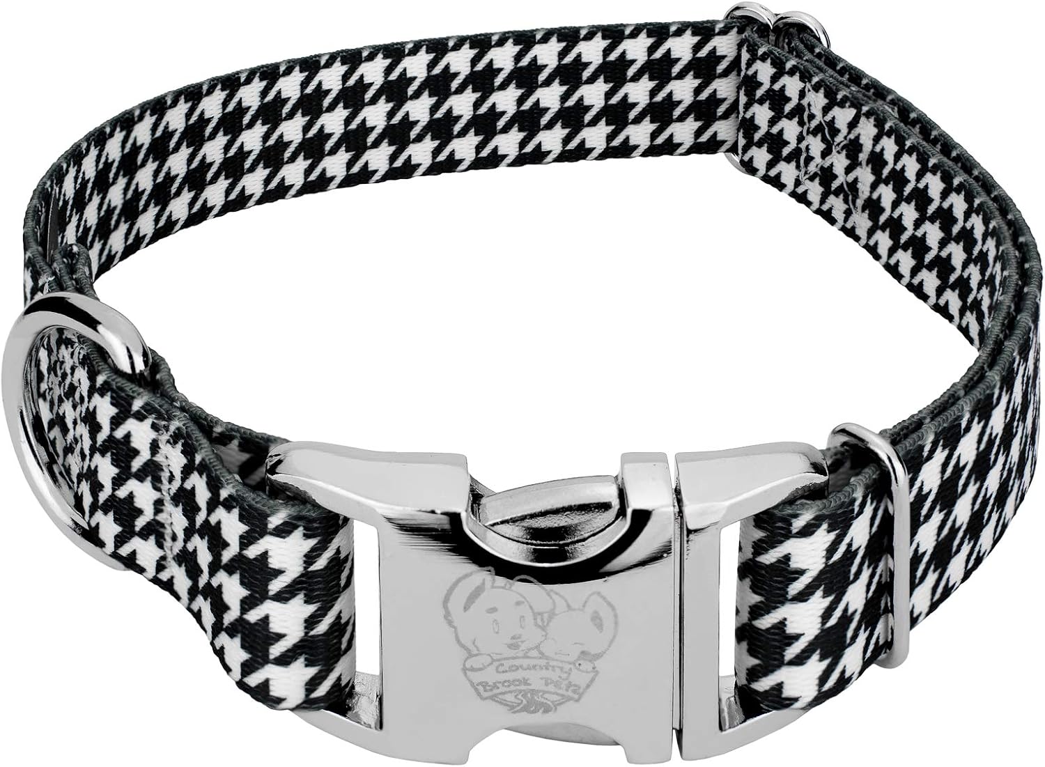 Country Brook Petz - Premium Houndstooth Dog Collar - Sports and Athletics Collection Featuring Spirited Designs (5/8 Inch, Small)