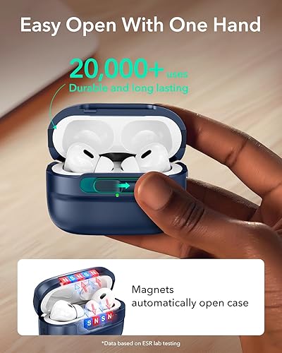 Miniatura 22 de ESR Funda para AirPods Pro (2023/2022/2019, 2ª/1ª generación), compatible con Airpods Pro 2 (cable USB-C/Lightning), listo para MagSafe, bloqueo