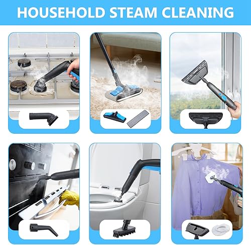 Miniatura 4 de Limpiador de vapor de calentamiento rápido con cable retráctil, vaporizador de grado profesional sin químicos para limpiar pisos, colchones,
