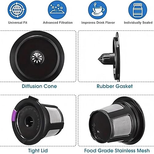 Miniatura 5 de Filtros de café reutilizables K Cups 3 paquetes de cápsulas de café compatibles con cafeteras Keurig 2.0 y 1.0 Fit K Elite K Classic K Compact K