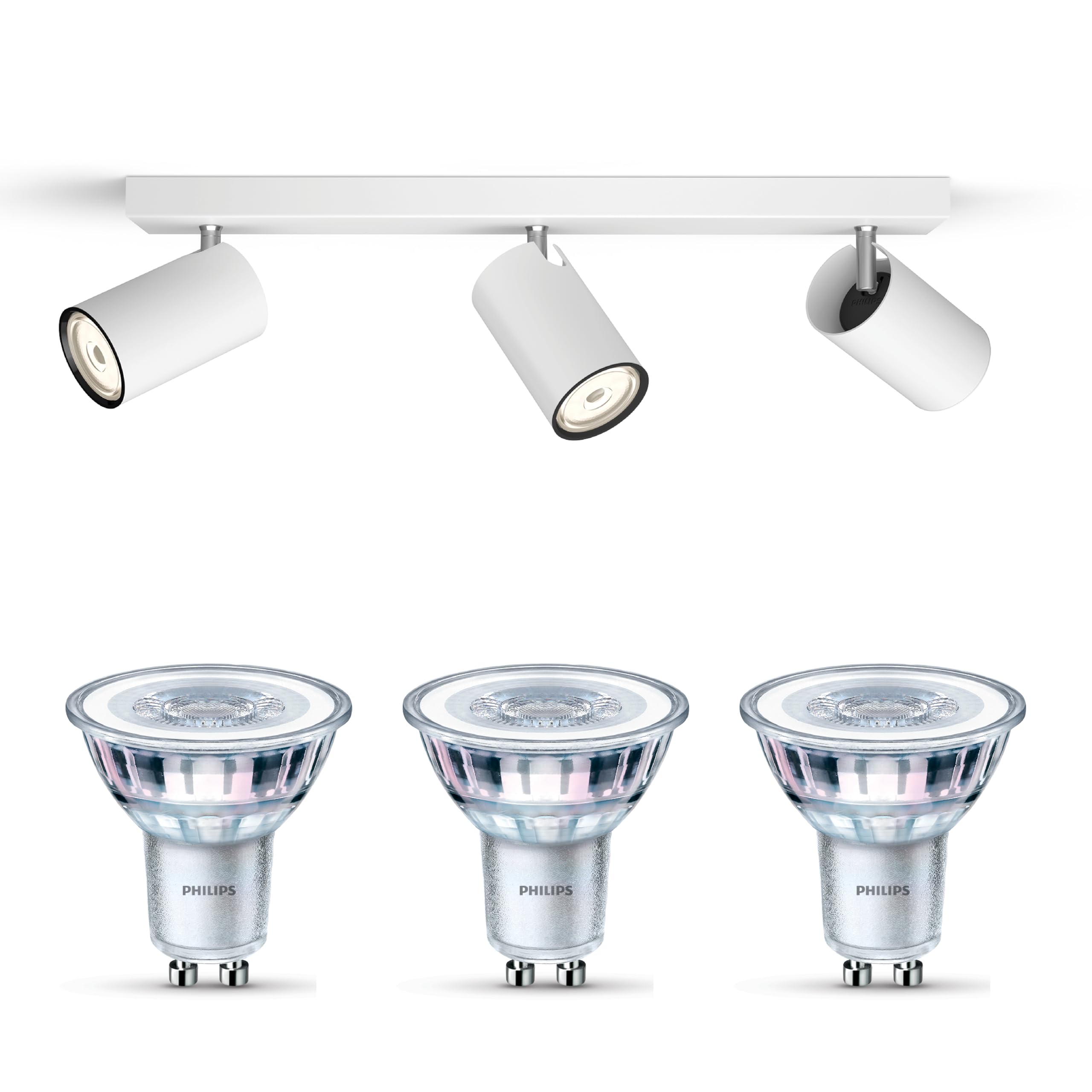 Philips Kosipo Aufbaustrahler (Weiß) - Warmweißes Licht - Deckenstrahler 3 Flammig - GU10 - Nicht dimmbar