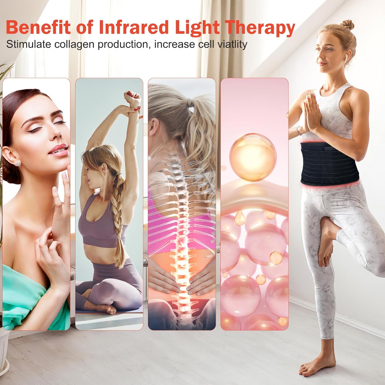 Nail girls Red Light Therapy for Body, Rechargeable Infrared Light Therapy Belt for Pain Relief, Flexible Wearable 660nm&850nm Cordless Led Red Light Therapy Wrap for Back Shoulder Waist Joints Muscle - Image 7