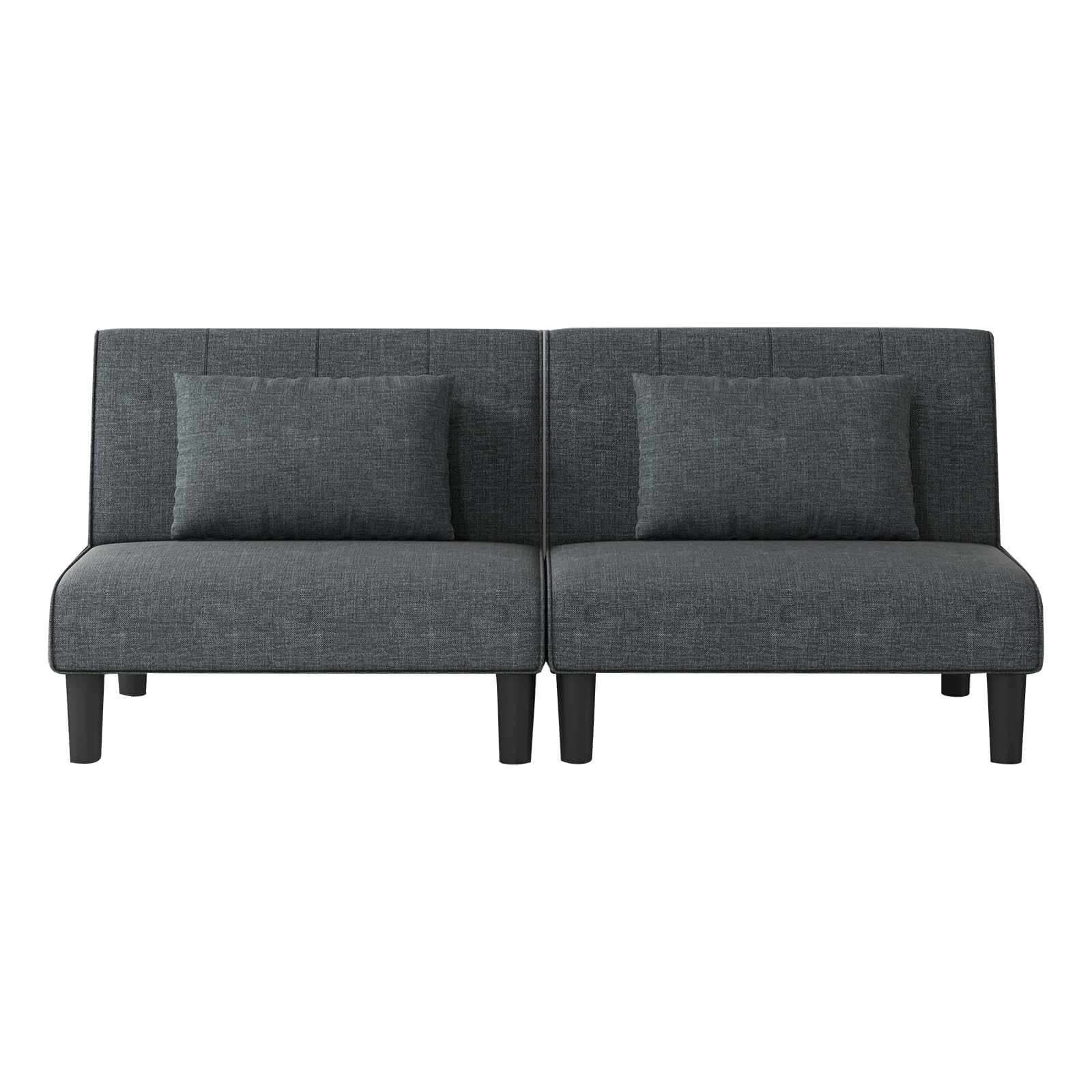 Phoenix Home Fabric Armless Convertible Loveseat Futon Sofa Bed, Comfy