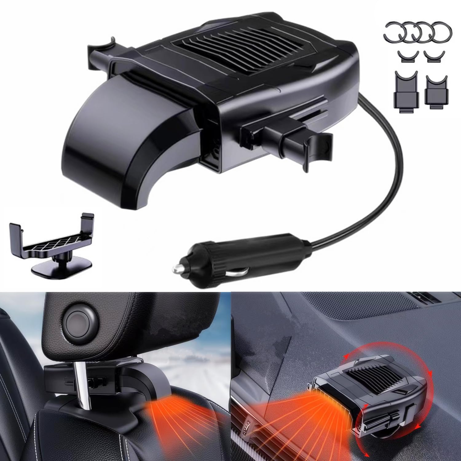 Dual-Mode 12V Car Cigarette Lighter Heater and Car Automotive Electric Cooler, Portable Car Heater that Plugs Into Cigarette Lighter, Car Defroster or Defogger For Car Windshield