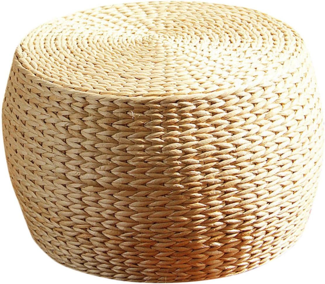 STOBAZA Outdoor Foot Rest Patio Footstools Jute Outdoor Wicker Foot Stool Tatami Floor Cushion Foot Stools Outdoor Stool for Bed Outdoor Stool Shoe Stool Straw Stool Khaki Rattan