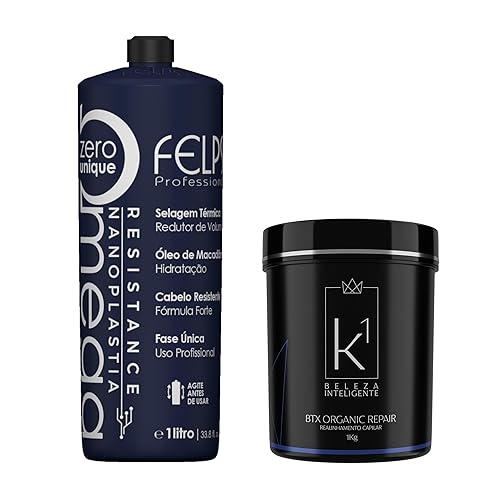 Felps Professional - Omega Zero - Tratamiento para alisar y alisar el cabello - 33.8 fl oz33.8 onzas líquidas + K1 Cosmeticos BTX Máscara de