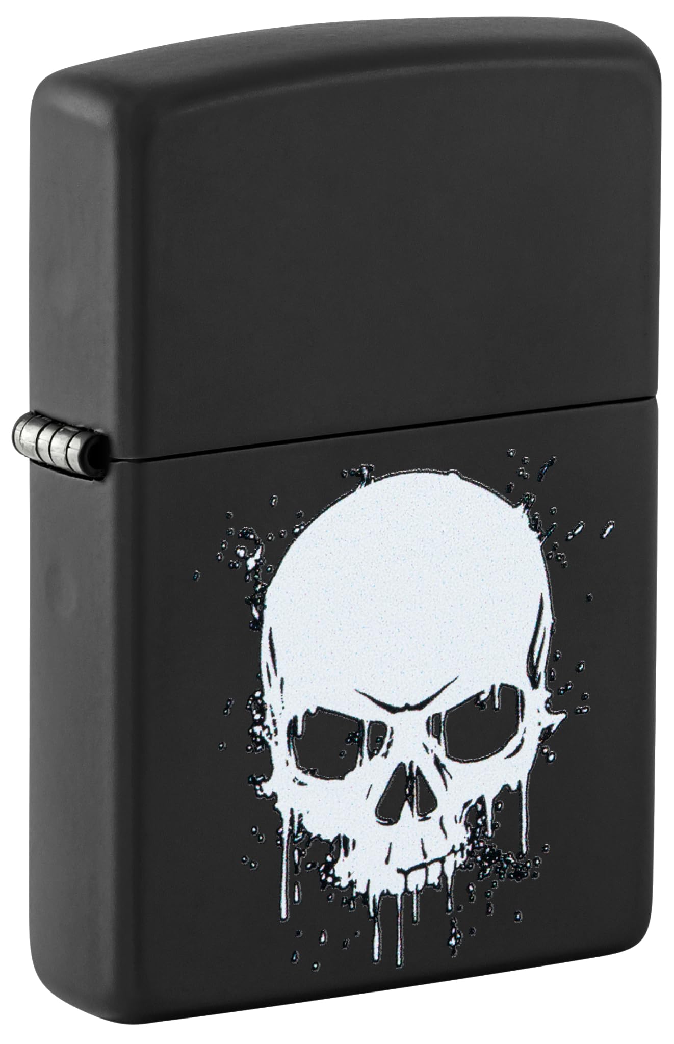 Zippo Accendino antivento a goccia con teschio, stampa colorata, ricaricabile, design antivento, confezione regalo, prodotto negli Stati Uniti, colore nero opaco (nero opaco)