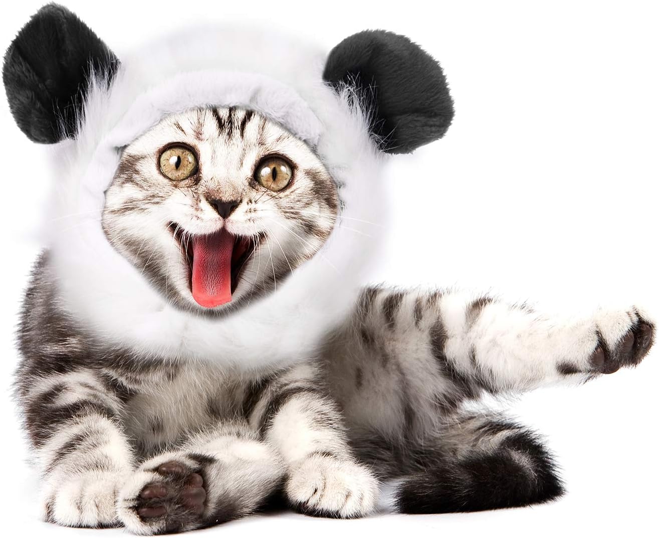 Pawaboo Pet Costume, Fancy Comfortable Fluffy Pet Dog Puppy Cat Panda Wig Hat Clothes Costume for Cosplay Halloween Christmas Festival Party Dressing Up, Black