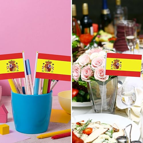 Miniatura 5 de Bandera de España, pequeña bandera de España en palo, ideal para fiestas, desfiles, eventos deportivos, decoraciones de festivales patrióticos