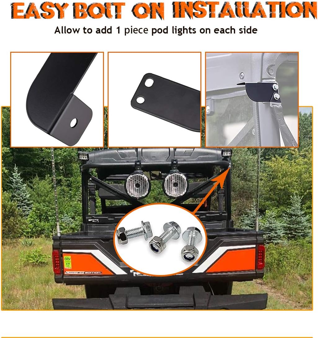 Chelhead Polaris Ranger Pro Fit Rear Work Lights Brackets Mounts Spot Lights with holder Compatible with 2013-2020 Polaris Ranger 570 800 900 1000 XP Crew 900 1000