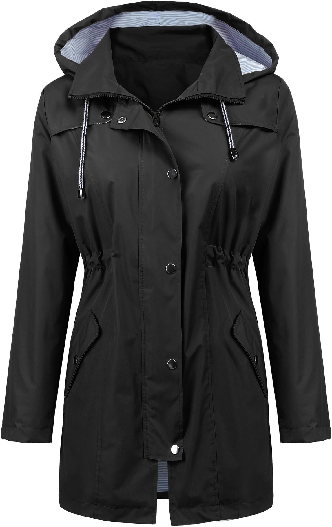 Women Waterproof Hooded Rain Jacket Lined Windbreaker Travel Jacket S-XXL