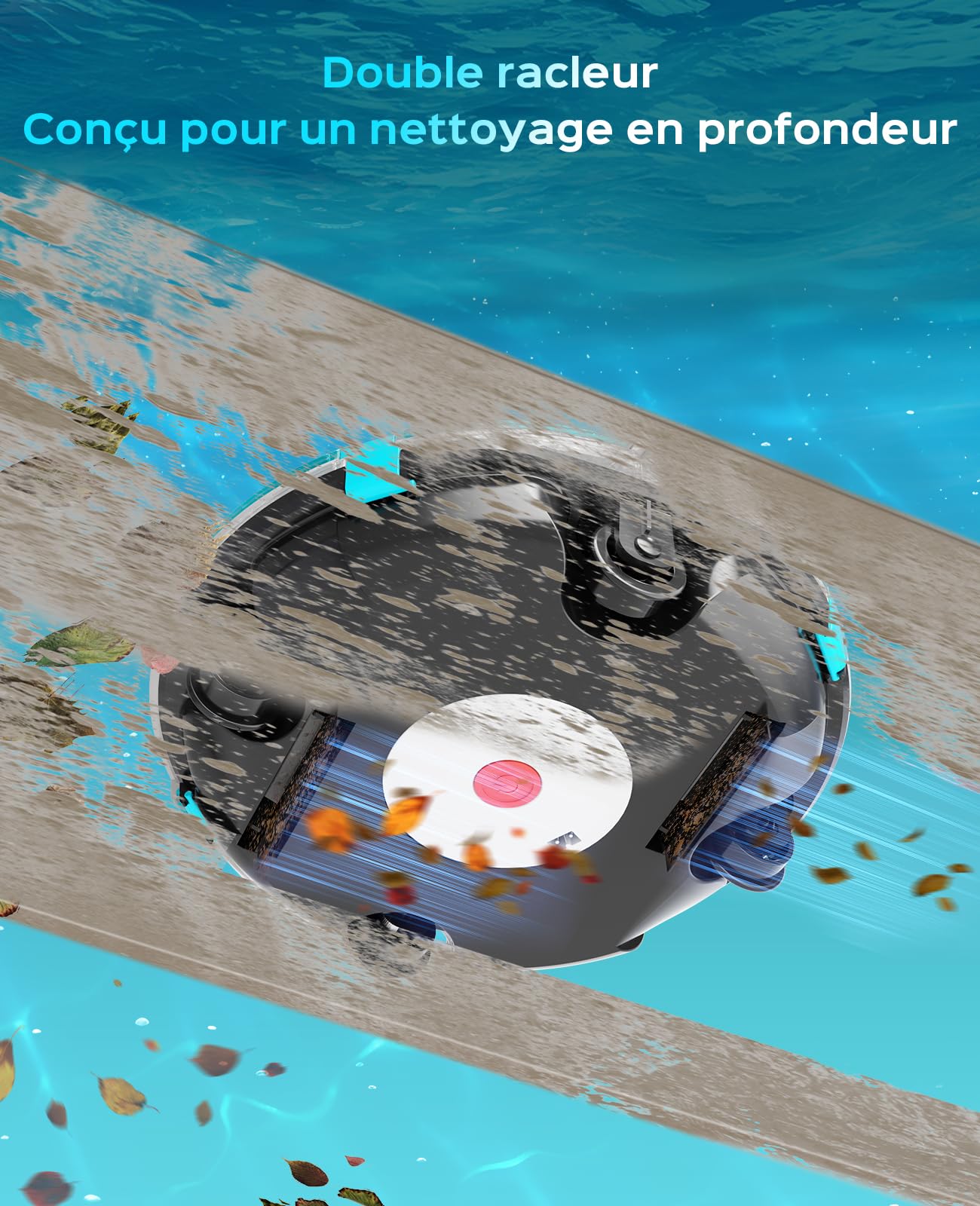 WINNY POOL CLEANER Winny 200 Robot Piscine, Aspirateur Piscine sans Fil avec Batterie, Autonomie 75 Min pour Piscines Hors-Sol 60m², Double Filtration,Stationnement Automatique(Noir-Bleu Marine)